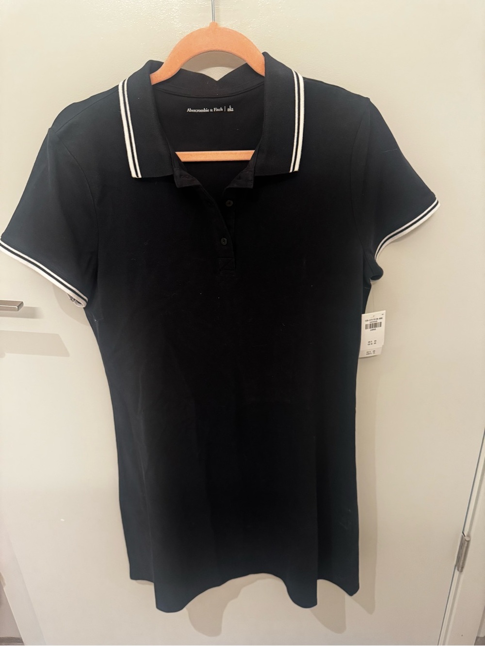 Abercrombie & Fitch Black Polo Dress with White Trim